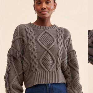 Gray Cable Knit Sweater